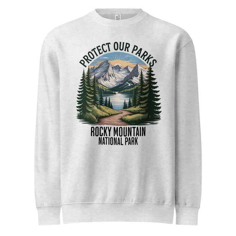 Protect Our Parks Rocky Mountains crewneck sweatshirt alternate apparel color or product angle