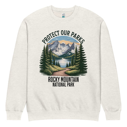 Protect Our Parks Rocky Mountains crewneck sweatshirt alternate apparel color or product angle