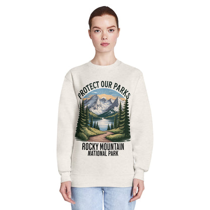 Protect Our Parks Rocky Mountains crewneck sweatshirt shown in lifestyle or modeled setting