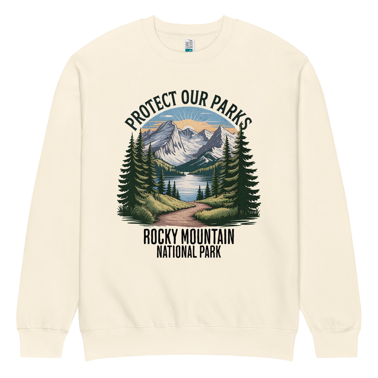 Protect Our Parks Rocky Mountains crewneck sweatshirt shown in lifestyle or modeled setting