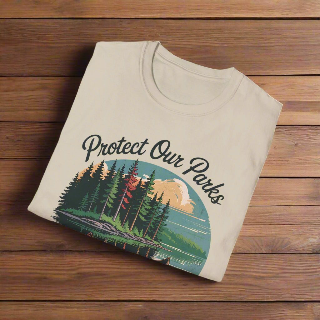 Protect Our Parks Voyageurs graphic t-shirt shown in lifestyle or modeled setting