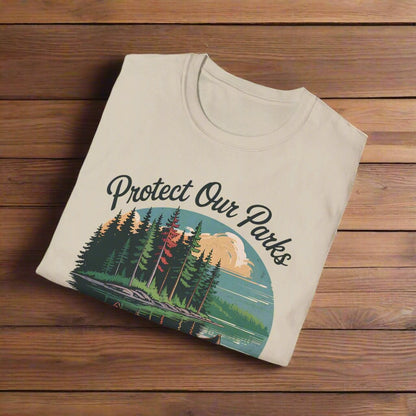 Protect Our Parks Voyageurs graphic t-shirt shown in lifestyle or modeled setting