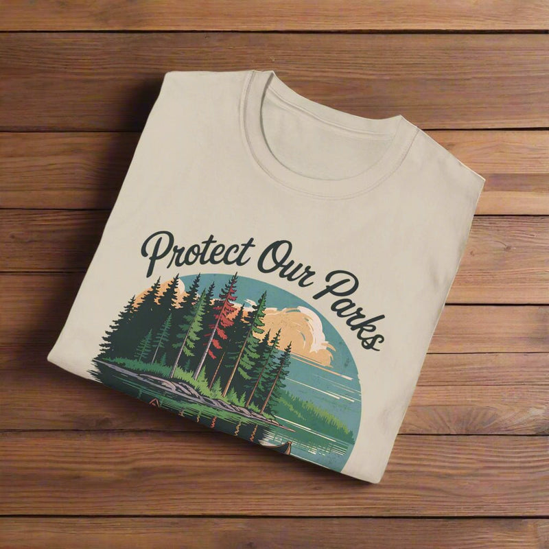 Protect Our Parks Voyageurs graphic t-shirt shown in lifestyle or modeled setting
