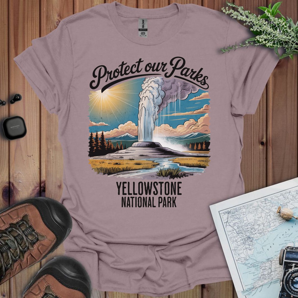 Protect Our Parks Yellowstone graphic t-shirt detail or alternate product view