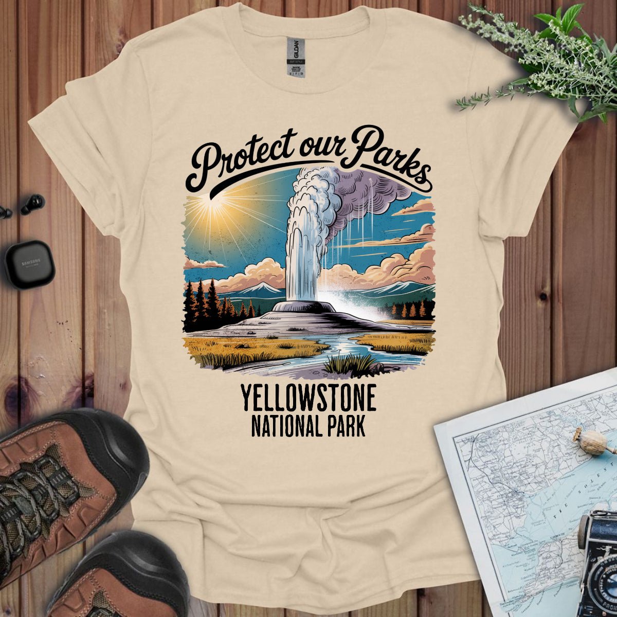 Protect Our Parks Yellowstone graphic t-shirt alternate apparel color or angle