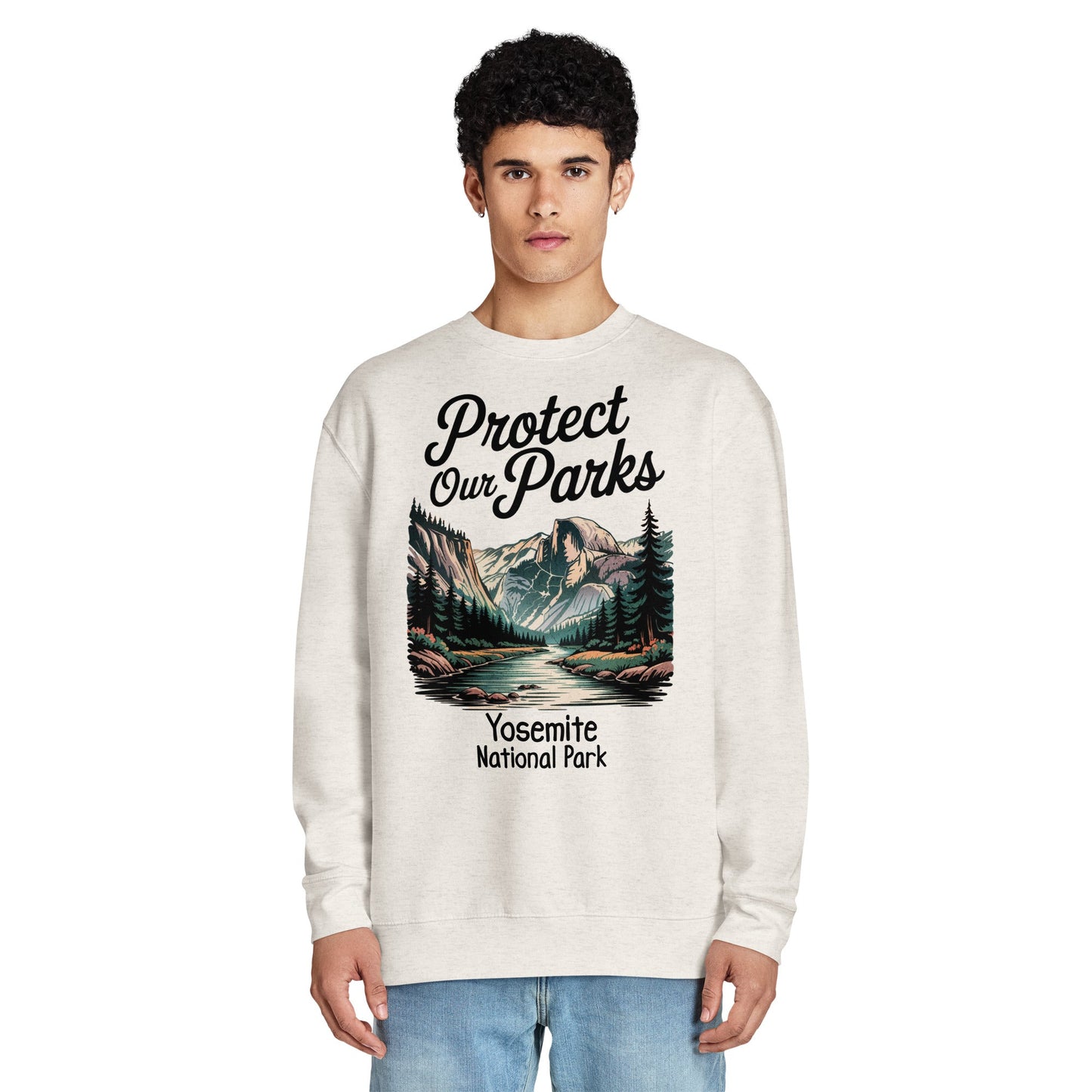 Protect Our Parks Yosemite crewneck sweatshirt alternate apparel color or product angle