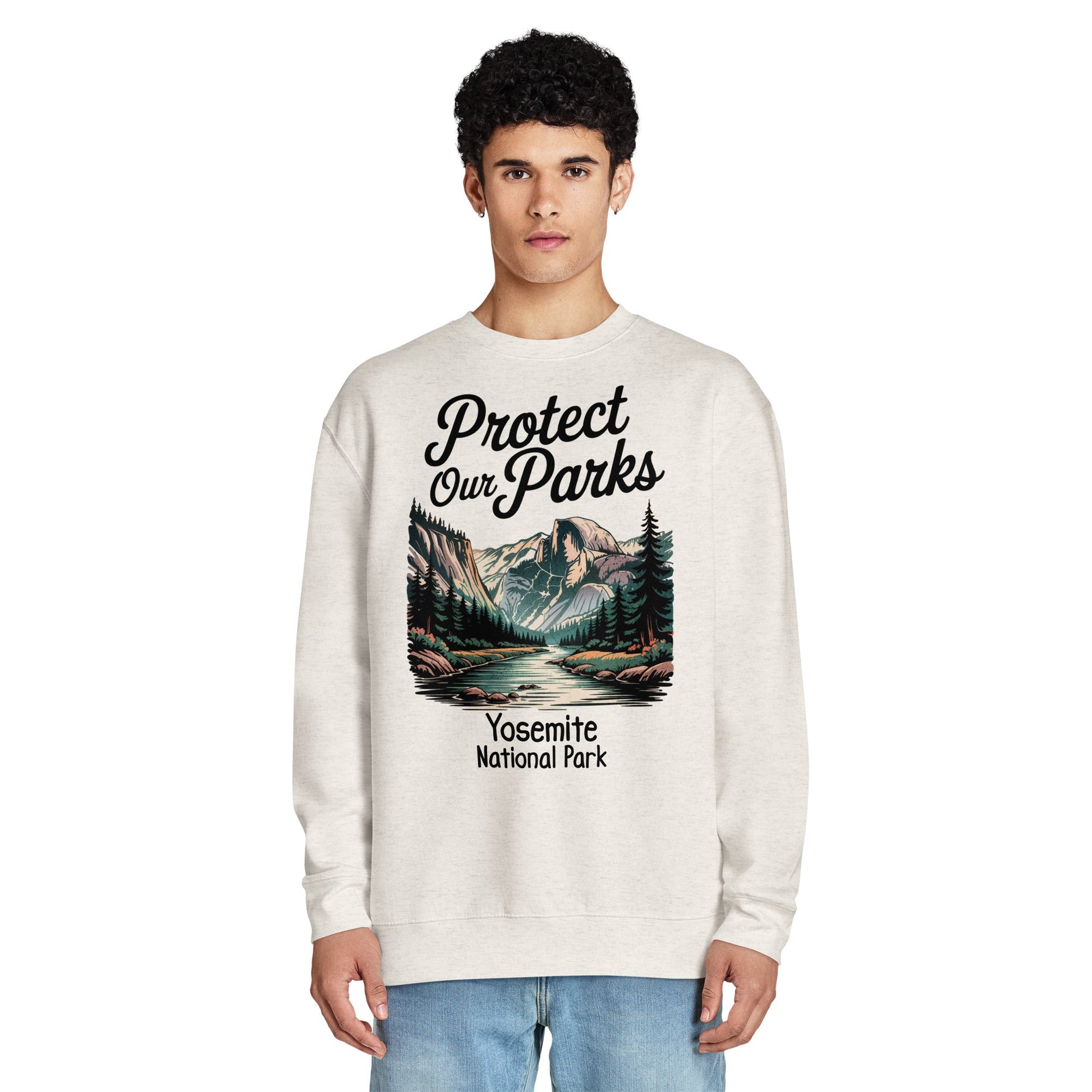 Protect Our Parks Yosemite crewneck sweatshirt alternate apparel color or product angle