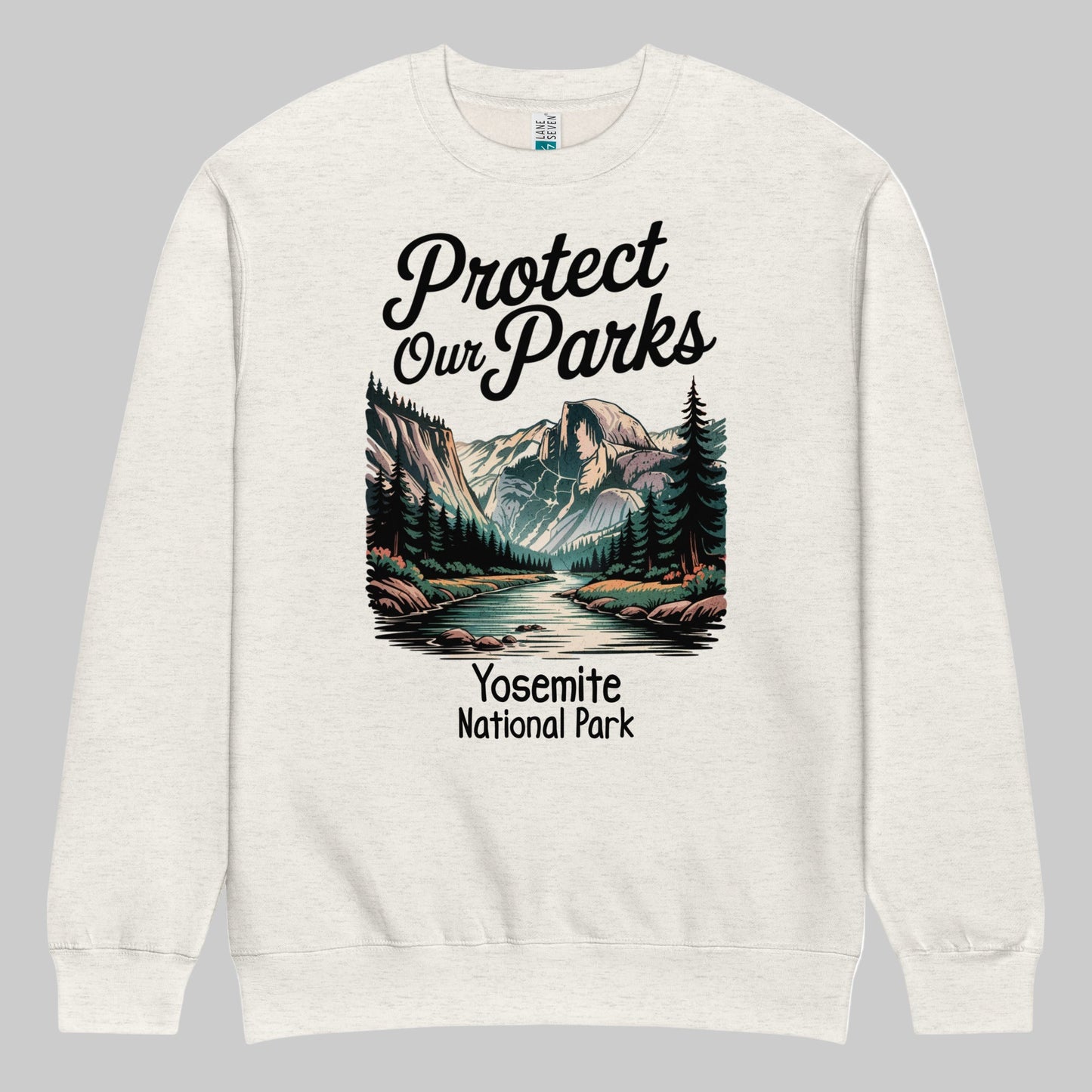 Protect Our Parks Yosemite crewneck sweatshirt shown in lifestyle or modeled setting