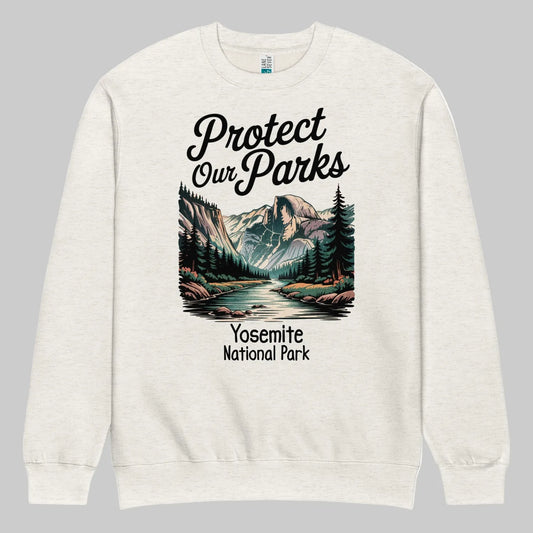 Protect Our Parks Yosemite crewneck sweatshirt shown in lifestyle or modeled setting