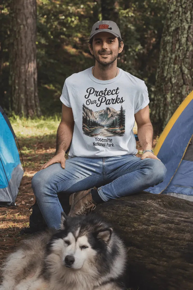 Protect Our Parks Yosemite Half Dome graphic t-shirt detail or alternate product view