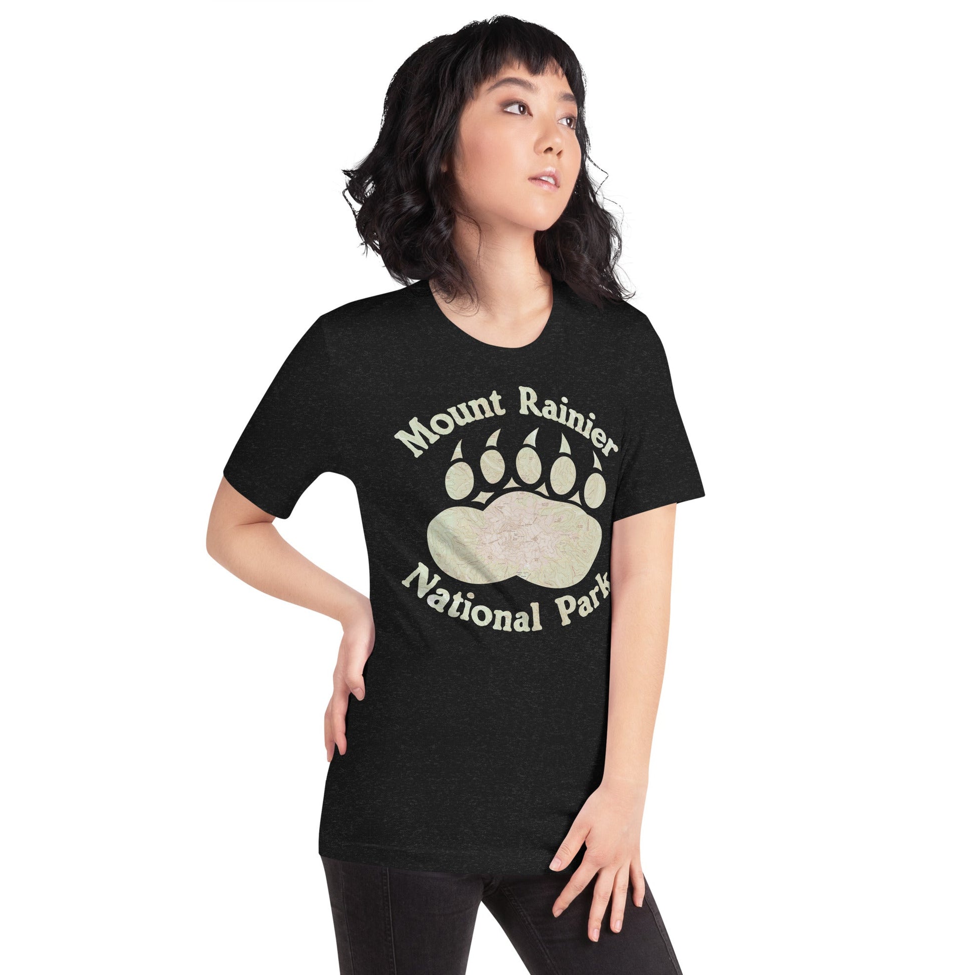 Rainier Bear Paw national park topo t-shirt alternate apparel color or product angle