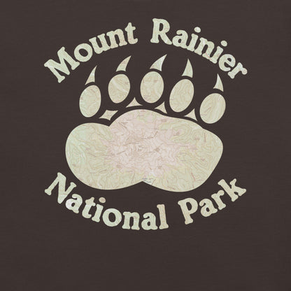 Rainier Bear Paw national park topo t-shirt detail or alternate product view