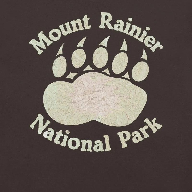 Rainier Bear Paw national park topo t-shirt detail or alternate product view