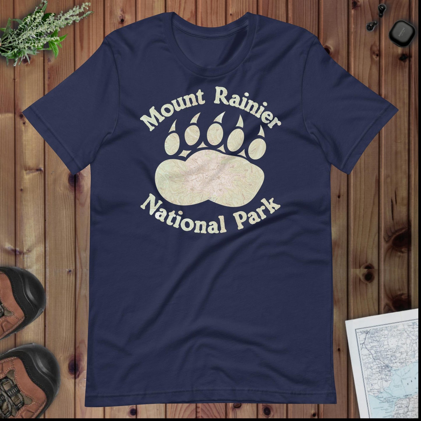 Rainier Bear Paw national park topo t-shirt alternate apparel color or product angle