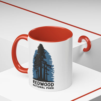 Redwood National Park shaded trees colored accent mug showing design detail or product variation
