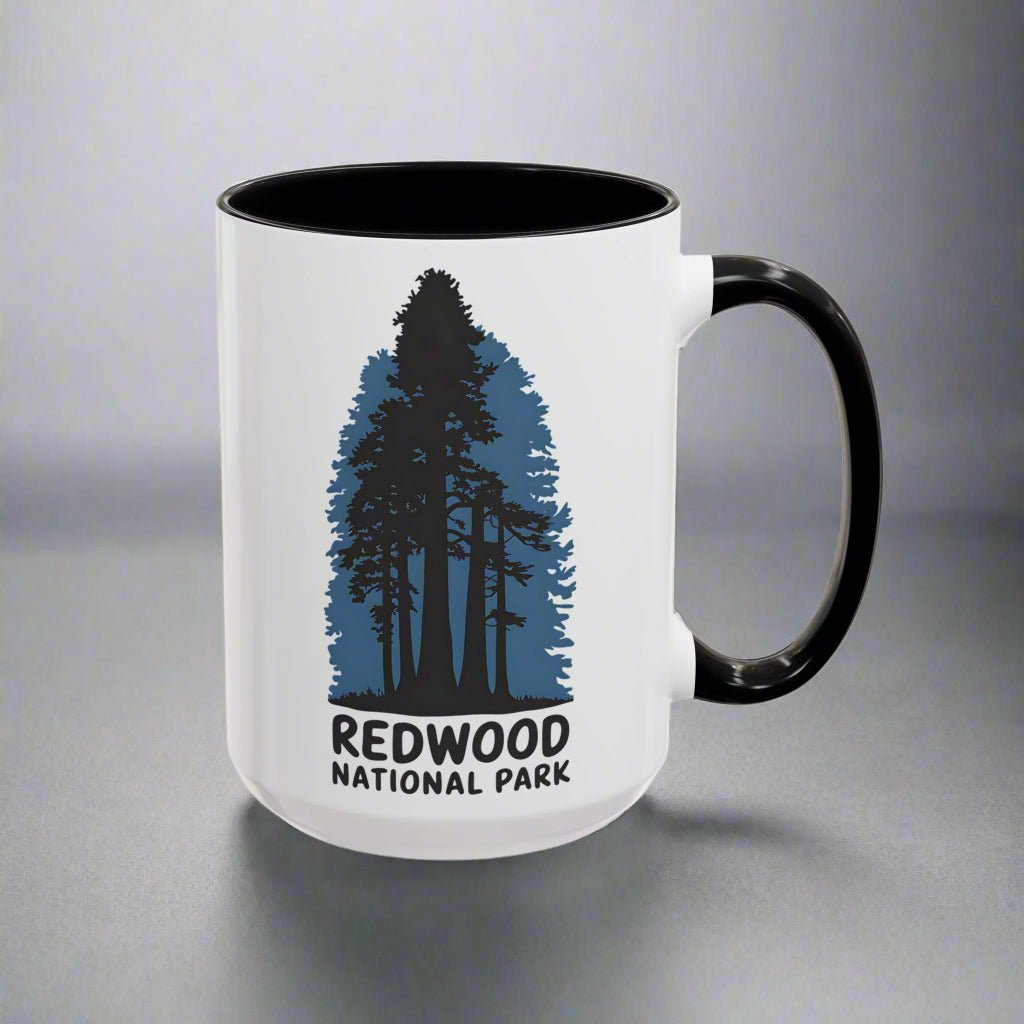 Redwood National Park shaded trees colored accent mug showing design detail or product variation