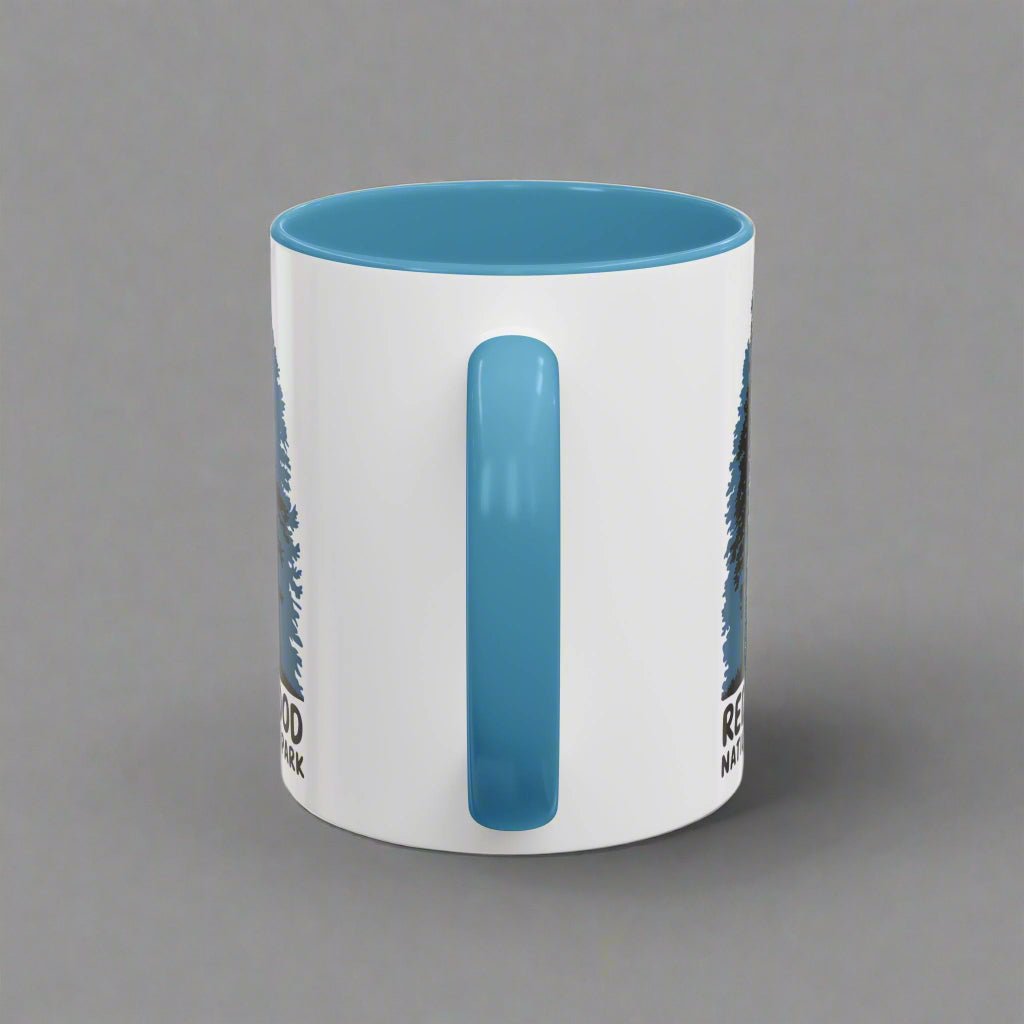 Redwood National Park shaded trees colored accent mug showing design detail or product variation
