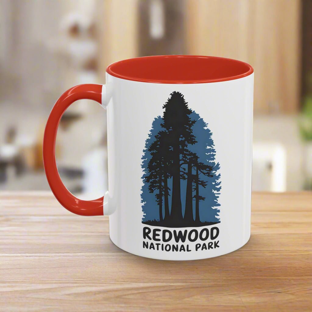 Redwood National Park shaded trees colored accent mug shown from alternate product angle