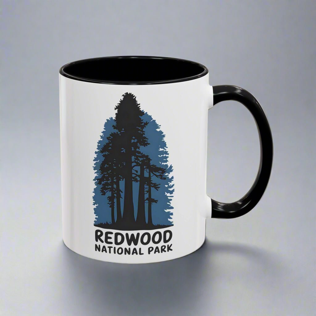 Redwood National Park shaded trees colored accent mug shown from alternate product angle
