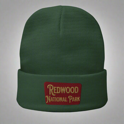 Redwood National Park embroidered beanie shown in lifestyle or modeled setting