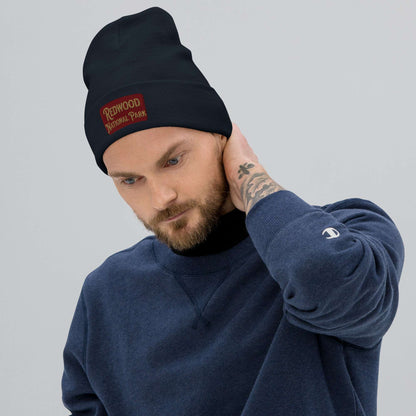 Redwood National Park embroidered beanie shown in lifestyle or modeled setting