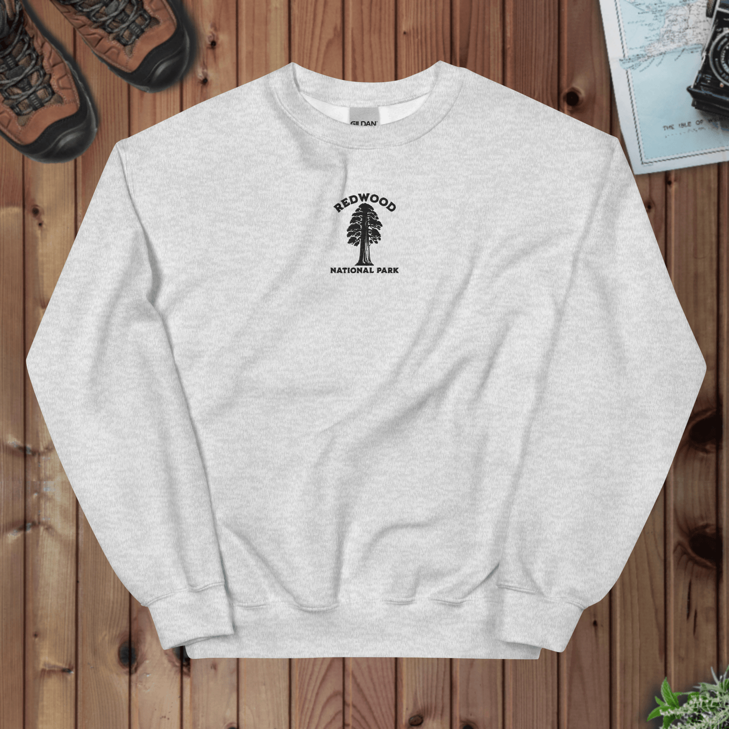 Redwood National Park Embroidered Tree Chest Crewneck Sweatshirt - Parks ApparelSweatshirt