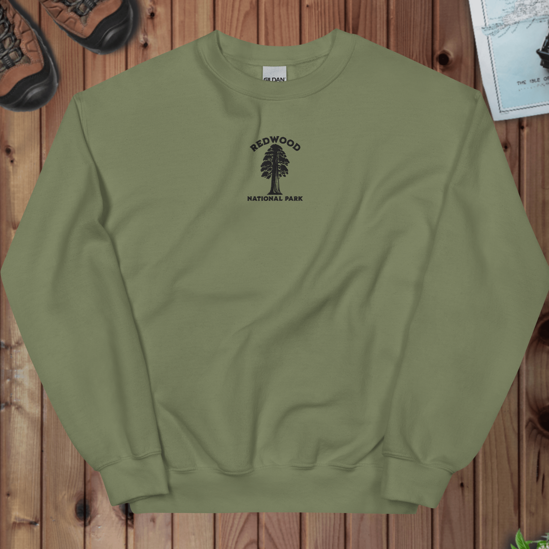 Redwood National Park Embroidered Tree Chest Crewneck Sweatshirt - Parks ApparelSweatshirt