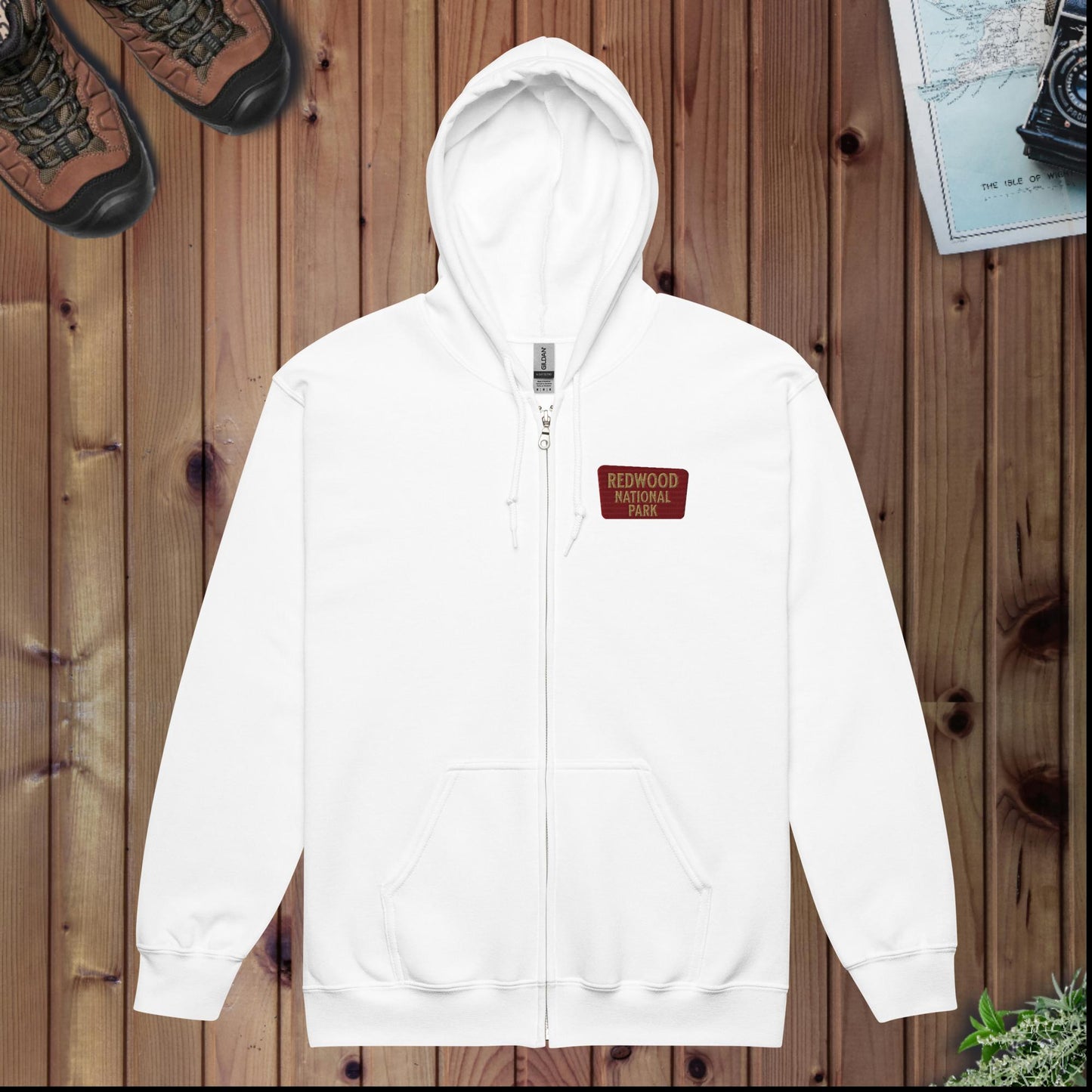 Redwood National Park full zip hoodie shown in lifestyle or modeled setting