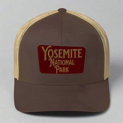 Yosemite Embroidered National Park Trucker Hat hat Park Service Apparel Brown/ Khaki