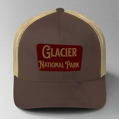 Glacier Embroidered National Park Trucker Hat Park Service Apparel Brown/ Khaki