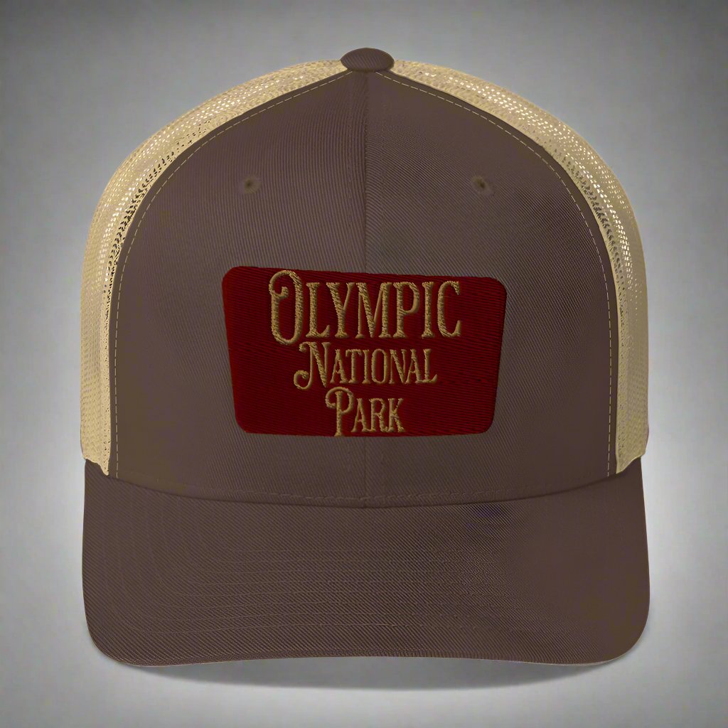 Olympic Embroidered National Park Trucker Hat hat Park Service Apparel Brown/ Khaki