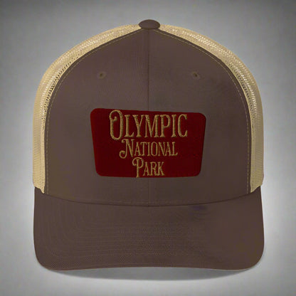Olympic Embroidered National Park Trucker Hat hat Park Service Apparel Brown/ Khaki