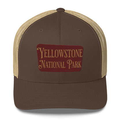 Embroidered Yellowstone National Park Trucker Cap hat Park Service Apparel Brown/ Khaki