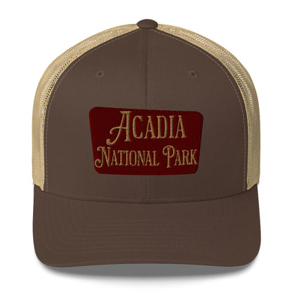 Acadia National Park Embroidered Trucker Hat hat Park Service Apparel Brown/ Khaki