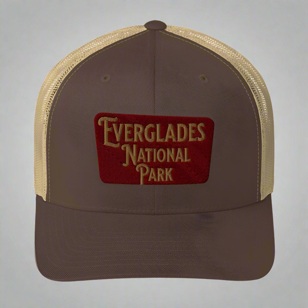 Everglades National Park Embroidered Trucker Hat hat Park Service Apparel Brown/ Khaki