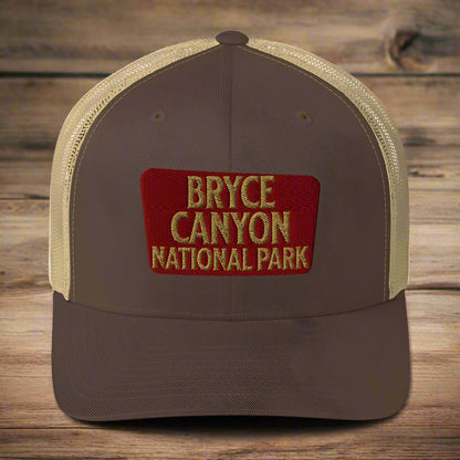 Bryce Canyon National Park Sign Embroidered Trucker Hat hat Park Service Apparel Brown/ Khaki
