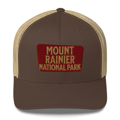 Mount Rainier National Park Embroidered Trucker Hat hat Park Service Apparel Brown/ Khaki