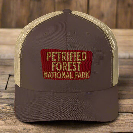 Petrified Forest National Park Embroidered Trucker Hat hat Park Service Apparel Brown/ Khaki