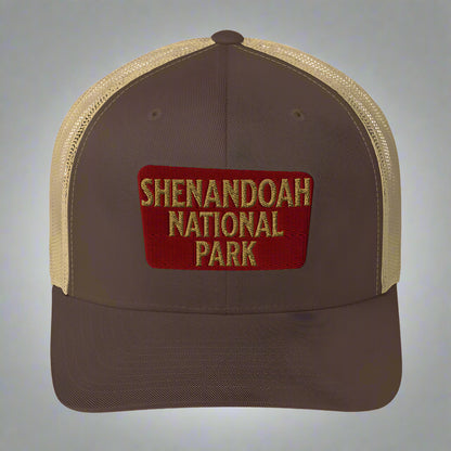 Shenandoah National Park Embroidered Trucker Hat hat Park Service Apparel Brown/ Khaki