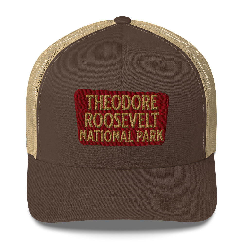 Theodore Roosevelt National Park Embroidered Trucker Hat hat Park Service Apparel Brown/ Khaki