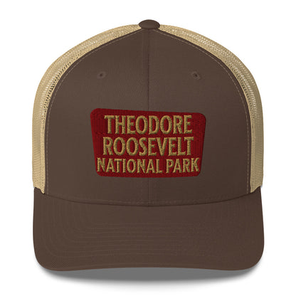 Theodore Roosevelt National Park Embroidered Trucker Hat hat Park Service Apparel Brown/ Khaki