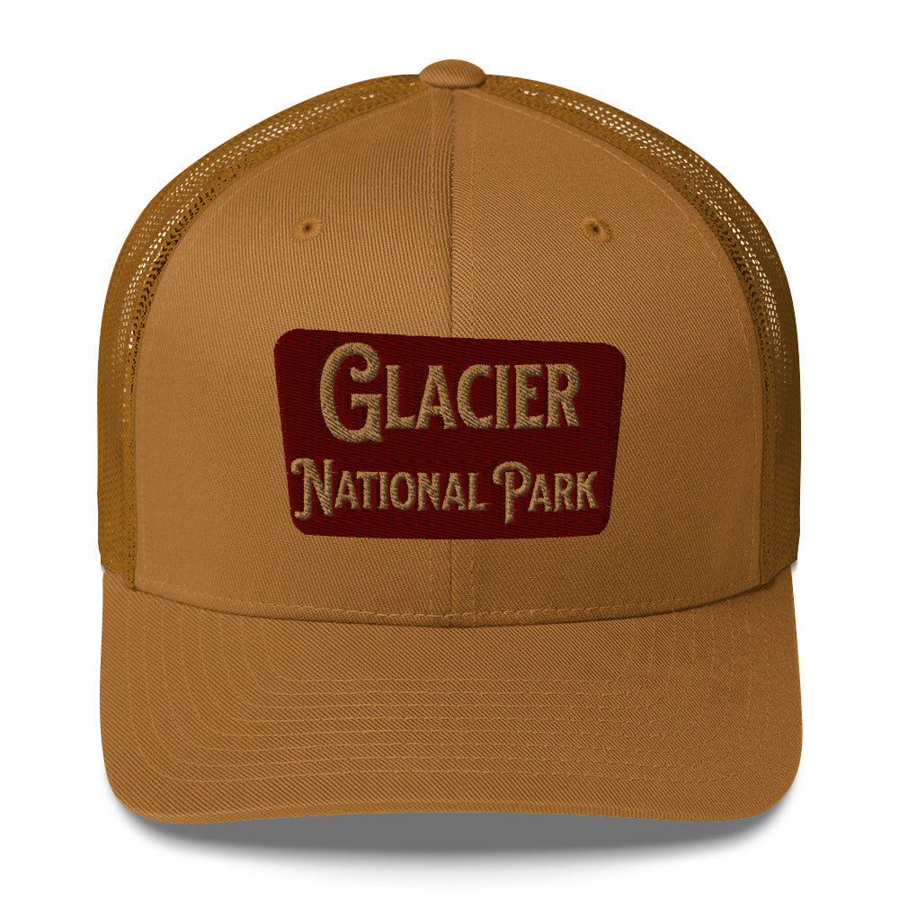 Glacier Embroidered National Park Trucker Hat Park Service Apparel Caramel