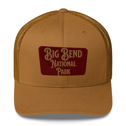 Big Bend Embroidered National Park Sign Trucker Hat hat Park Service Apparel Caramel