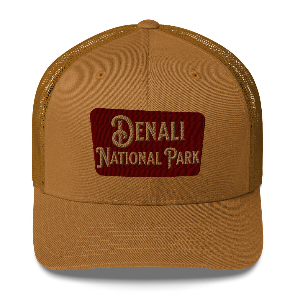 Denali National Park Sign Embroidered Trucker Hat hat Park Service Apparel Caramel