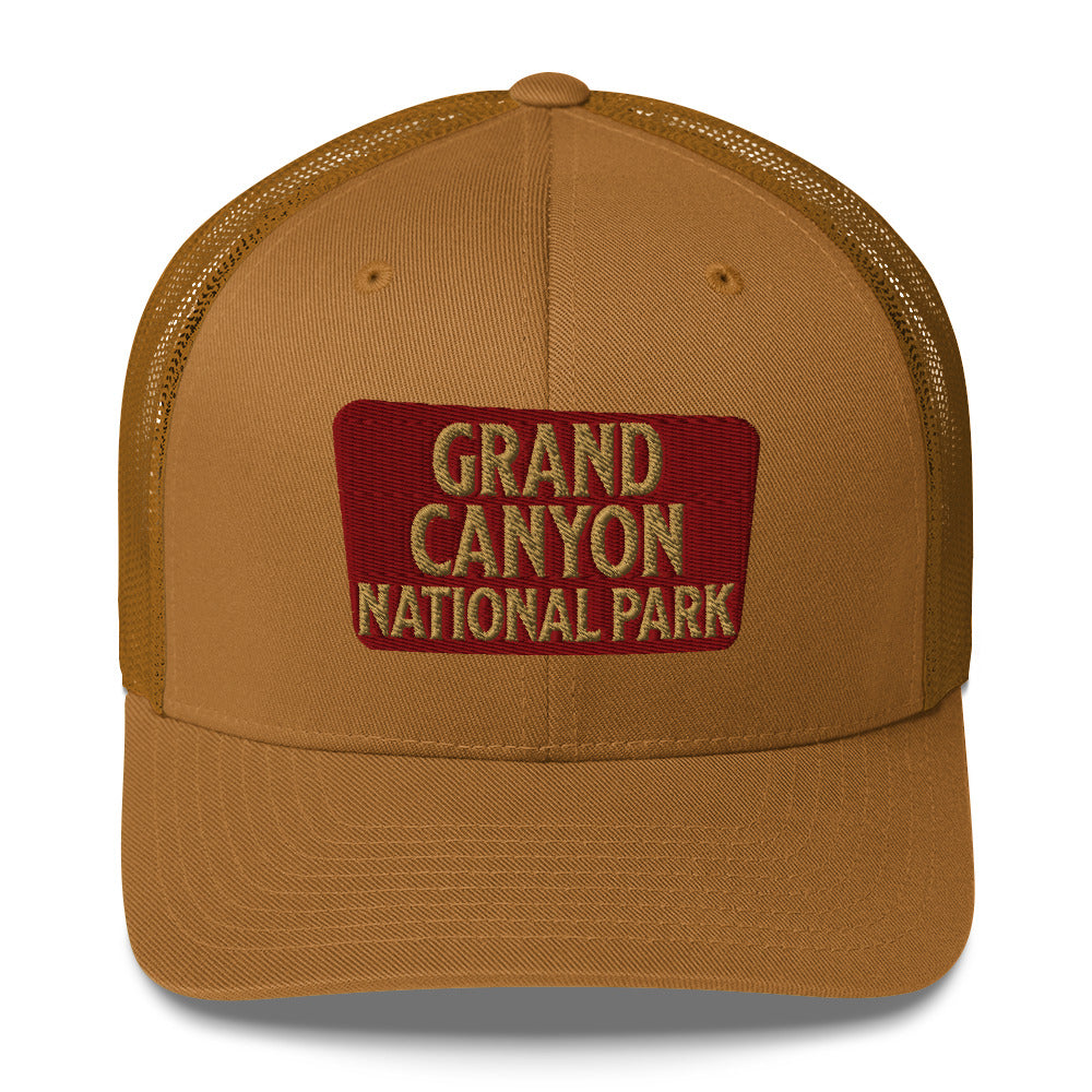 Grand Canyon National Park Sign Embroidered Trucker Hat hat Park Service Apparel Caramel