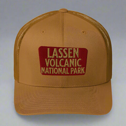 Lassen Volcanic National Park Embroidered Trucker Hat hat Park Service Apparel Caramel