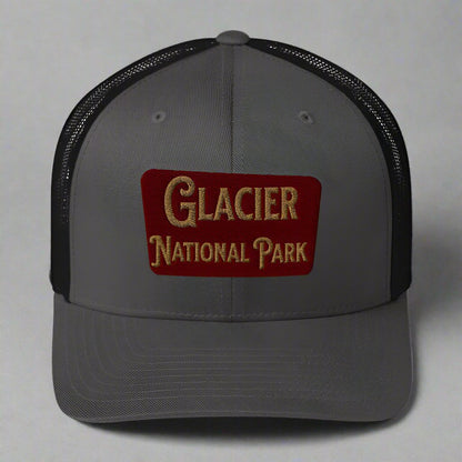 Glacier Embroidered National Park Trucker Hat Park Service Apparel Charcoal/ Black
