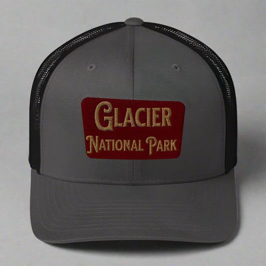 Glacier Embroidered National Park Trucker Hat Park Service Apparel Charcoal/ Black