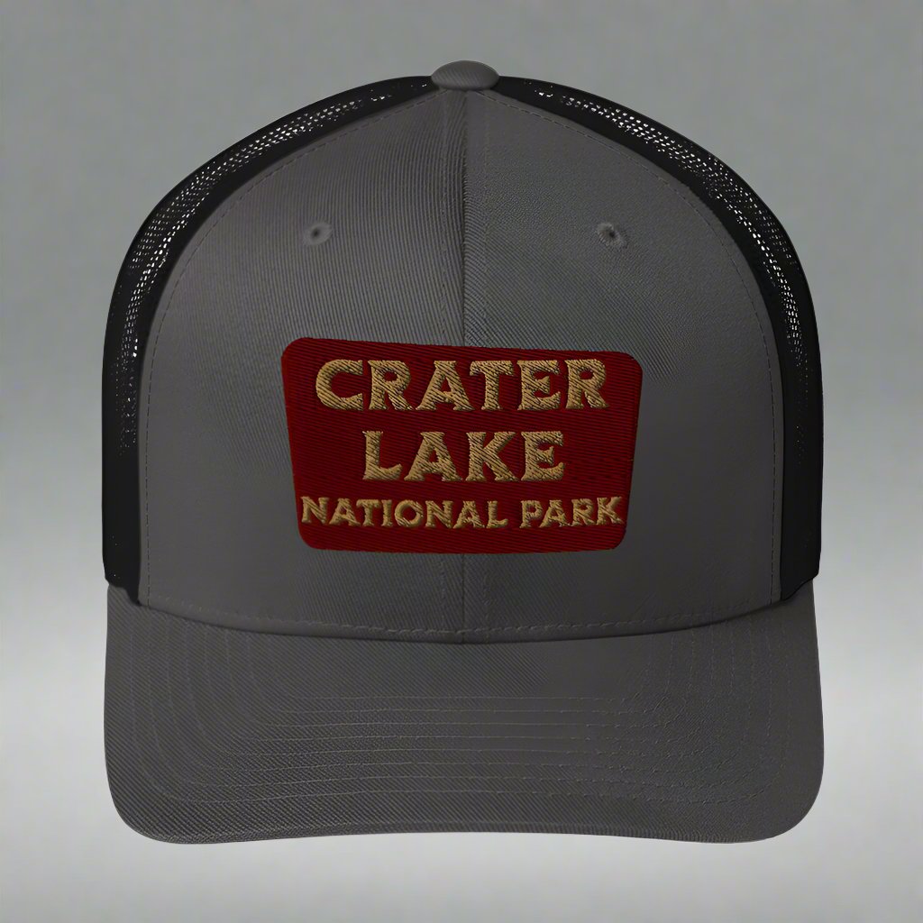 Crater Lake National Park Embroidered Trucker Hat hat Park Service Apparel Charcoal/ Black