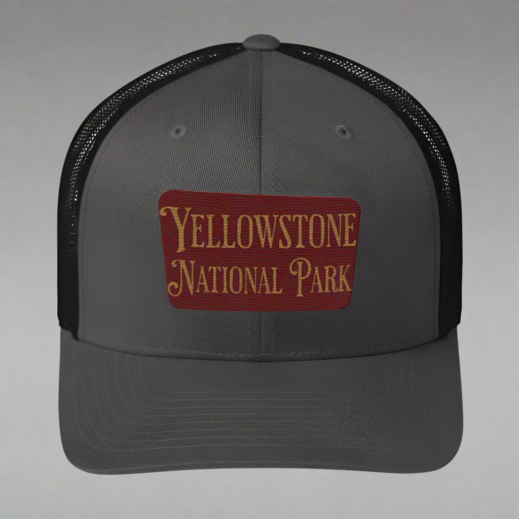 Embroidered Yellowstone National Park Trucker Cap hat Park Service Apparel Charcoal/ Black
